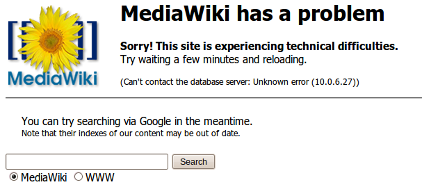 MediaWiki has a problem.